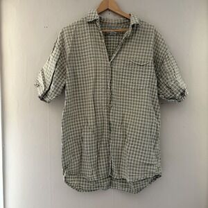 VTG US Expedition Mens Plaid Camp Shirt Size L Seersucker Outdoors Camping